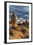 Utah, Arches National Park. Turret Arch, Monolith, and Clouds and the La Sal Mountains at Sunset-Judith Zimmerman-Framed Photographic Print