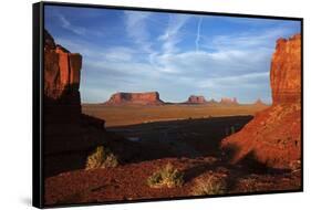 Utah. Arizona Border, Navajo Nation, Late Light on Monument Valley-David Wall-Framed Stretched Canvas