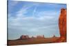 Utah. Arizona Border, Navajo Nation, Late Light on Monument Valley-David Wall-Stretched Canvas