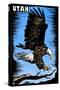 Utah - Bald Eagle - Scratchboard-Lantern Press-Stretched Canvas