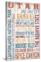 Utah - Barnwood Typography-Lantern Press-Stretched Canvas