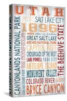 Utah - Barnwood Typography-Lantern Press-Stretched Canvas