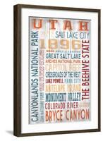 Utah - Barnwood Typography-Lantern Press-Framed Art Print