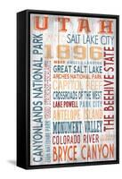 Utah - Barnwood Typography-Lantern Press-Framed Stretched Canvas