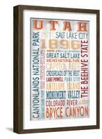 Utah - Barnwood Typography-Lantern Press-Framed Art Print