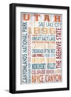 Utah - Barnwood Typography-Lantern Press-Framed Art Print