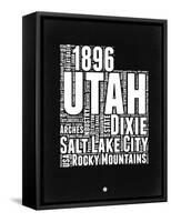 Utah Black and White Map-NaxArt-Framed Stretched Canvas