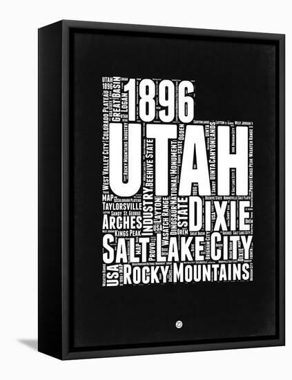 Utah Black and White Map-NaxArt-Framed Stretched Canvas