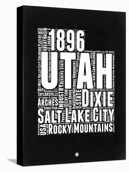 Utah Black and White Map-NaxArt-Stretched Canvas