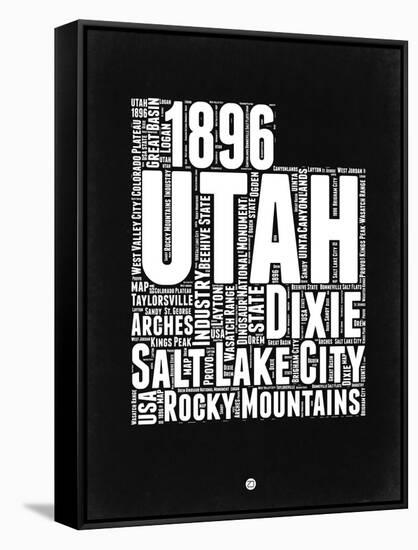 Utah Black and White Map-NaxArt-Framed Stretched Canvas