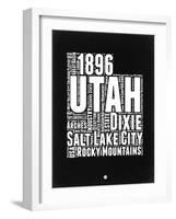 Utah Black and White Map-NaxArt-Framed Art Print