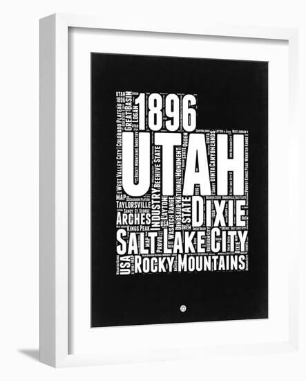 Utah Black and White Map-NaxArt-Framed Art Print