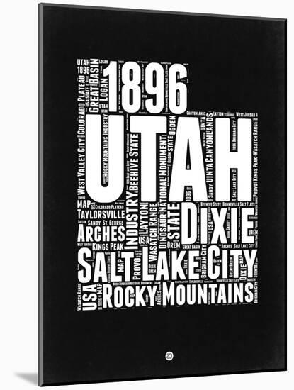 Utah Black and White Map-NaxArt-Mounted Art Print