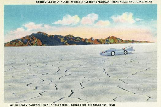 Utah, Bonneville Salt Flats View of Campbell in the Bluebird Going 301 mph'  Prints - Lantern Press | AllPosters.com