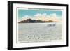 Utah, Bonneville Salt Flats View of Campbell in the Bluebird Going 301 mph-Lantern Press-Framed Art Print