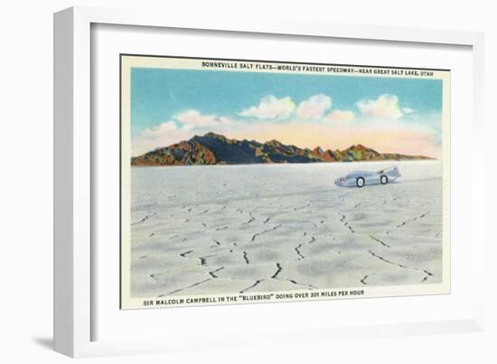Utah, Bonneville Salt Flats View of Campbell in the Bluebird Going 301 mph-Lantern Press-Framed Art Print