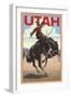 Utah - Bronco Bucking-Lantern Press-Framed Art Print