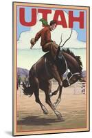 Utah - Bronco Bucking-Lantern Press-Mounted Art Print