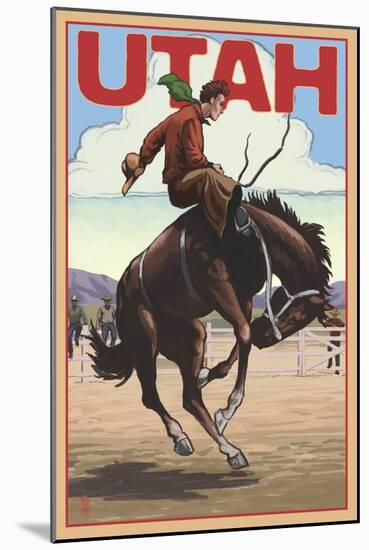 Utah - Bronco Bucking-Lantern Press-Mounted Art Print