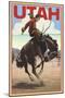 Utah - Bronco Bucking-Lantern Press-Mounted Art Print