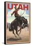 Utah - Bronco Bucking-Lantern Press-Framed Stretched Canvas