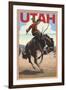 Utah - Bronco Bucking-Lantern Press-Framed Art Print