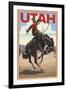 Utah - Bronco Bucking-Lantern Press-Framed Art Print