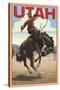 Utah - Bronco Bucking-Lantern Press-Stretched Canvas