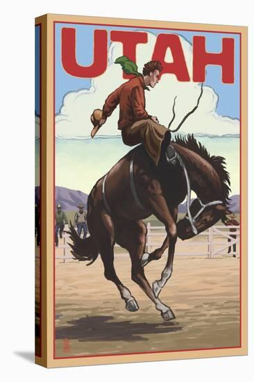 Utah - Bronco Bucking-Lantern Press-Stretched Canvas