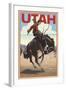 Utah - Bronco Bucking-Lantern Press-Framed Art Print