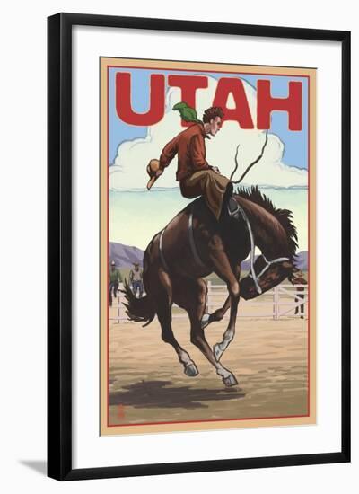 Utah - Bronco Bucking-Lantern Press-Framed Art Print