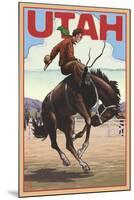Utah - Bronco Bucking-Lantern Press-Mounted Art Print