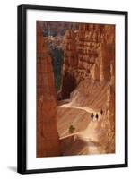 Utah, Bryce Canyon National Park, Hikers on Navajo Loop Trail Through Hoodoos-David Wall-Framed Photographic Print