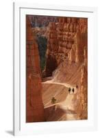 Utah, Bryce Canyon National Park, Hikers on Navajo Loop Trail Through Hoodoos-David Wall-Framed Photographic Print