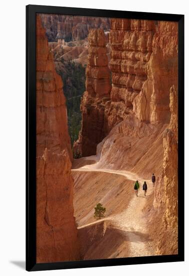 Utah, Bryce Canyon National Park, Hikers on Navajo Loop Trail Through Hoodoos-David Wall-Framed Photographic Print