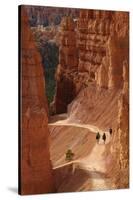 Utah, Bryce Canyon National Park, Hikers on Navajo Loop Trail Through Hoodoos-David Wall-Stretched Canvas