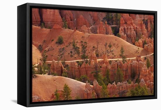 Utah, Bryce Canyon National Park, Hikers on Queens Garden Trail Through Hoodoos-David Wall-Framed Stretched Canvas