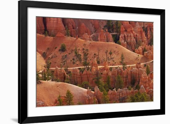 Utah, Bryce Canyon National Park, Hikers on Queens Garden Trail Through Hoodoos-David Wall-Framed Photographic Print