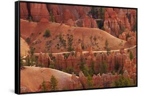 Utah, Bryce Canyon National Park, Hikers on Queens Garden Trail Through Hoodoos-David Wall-Framed Stretched Canvas