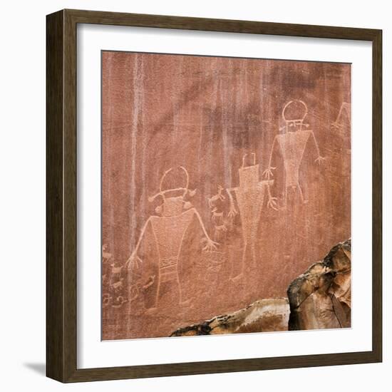 Utah, Capitol Reef National Park. Fremont Pictoglyph Panel-Jaynes Gallery-Framed Photographic Print