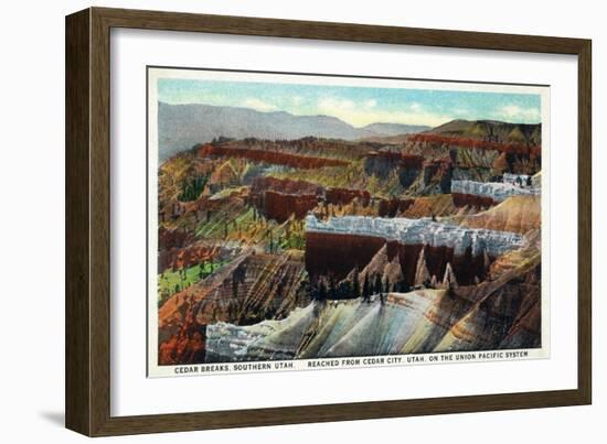 Utah, Cedar Breaks National Monument Aerial View-Lantern Press-Framed Art Print