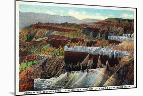 Utah, Cedar Breaks National Monument Aerial View-Lantern Press-Mounted Art Print