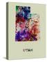 Utah Color Splatter Map-NaxArt-Stretched Canvas