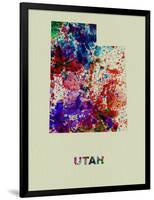 Utah Color Splatter Map-NaxArt-Framed Art Print