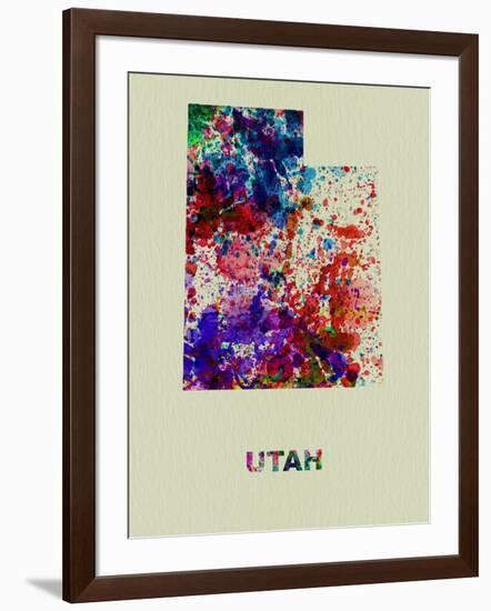 Utah Color Splatter Map-NaxArt-Framed Art Print