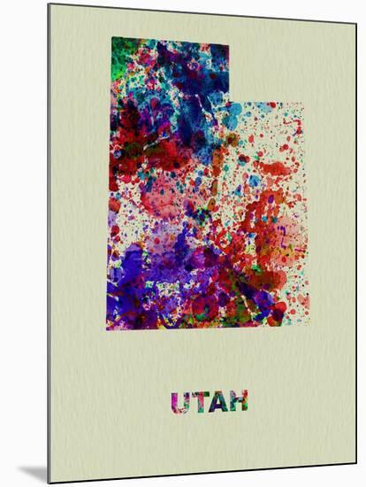 Utah Color Splatter Map-NaxArt-Mounted Art Print