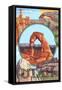 Utah - Delicate Arch Montage-Lantern Press-Framed Stretched Canvas