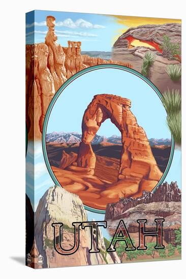 Utah - Delicate Arch Montage-Lantern Press-Stretched Canvas