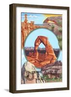 Utah - Delicate Arch Montage-Lantern Press-Framed Art Print