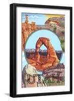 Utah - Delicate Arch Montage-Lantern Press-Framed Art Print